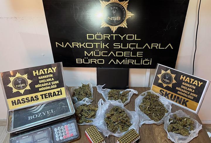 Evinde 350 gram skunk ele geçirilen şüpheli gözaltına alındı