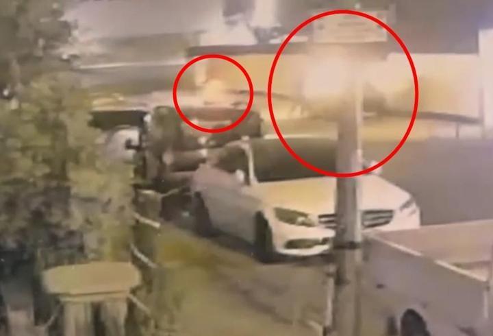 Park halindeki otomobili ateşe verdiler; o anlar kamerada