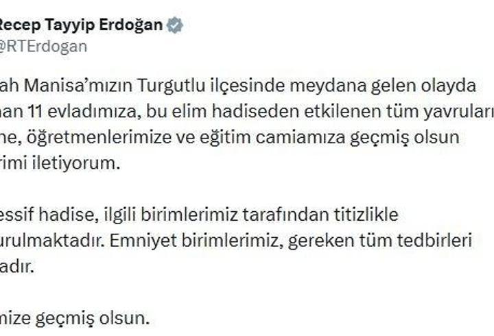 Cumhurbaşkanı Erdoğan'dan Manisa'daki olaya ilişkin açıklama