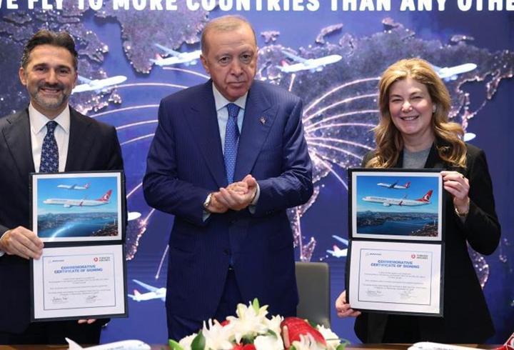 Cumhurbaşkanı Erdoğan'ın huzurunda imzalandı: THY Boeing'den 150 adet uçak satın aldı