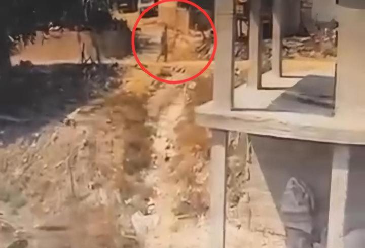 İnşaatta yatan köpeğe sopayla şiddet uyguladı; o anlar kamerada