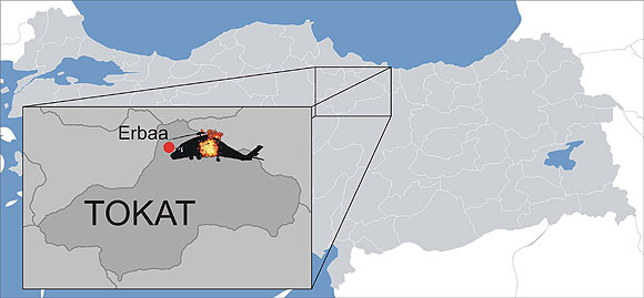 Tokatta askeri helikopter düştü: 3 şehit