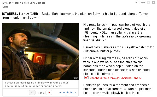 Taksici Şevket çektiği fotoğraflarla CNNde...