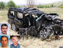 Kaza yapan araçta silahlar bulundu