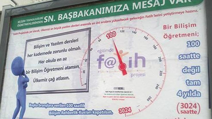 Atanamayan bilişim öğretmenleri bilboardlara ilan verdi
