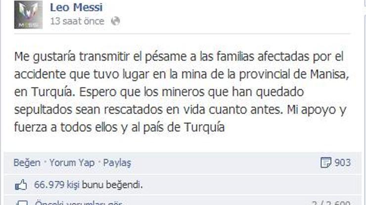 Messiden Soma için taziye mesajı
