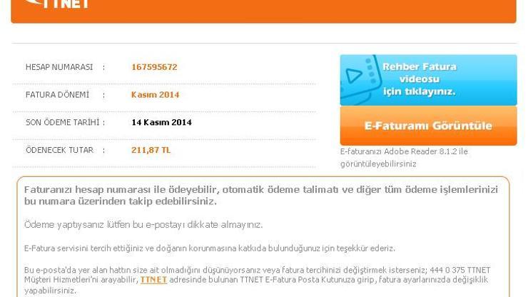Virüslü TTNET e-fatura mailine dikkat