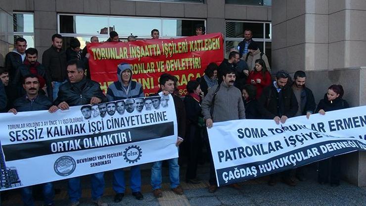 Asansör faciası davası öncesi adliyede protesto
