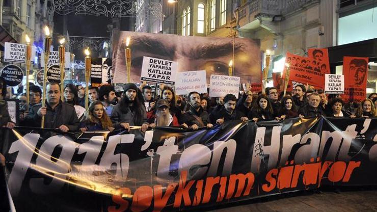 Hrant Dink, Beyoğlunda meşaleli yürüyüşle anıldı