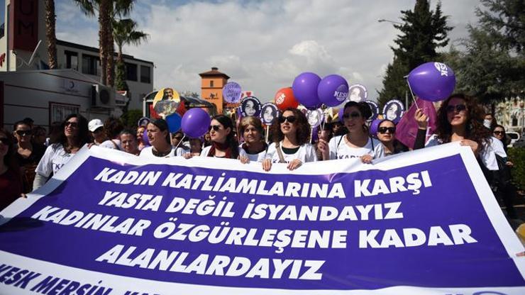 Mersinde kadına şiddete hayır mitingi