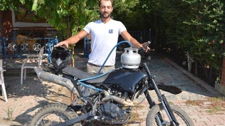 Piknik tüpünü motosikletine yakıt olarak taktı