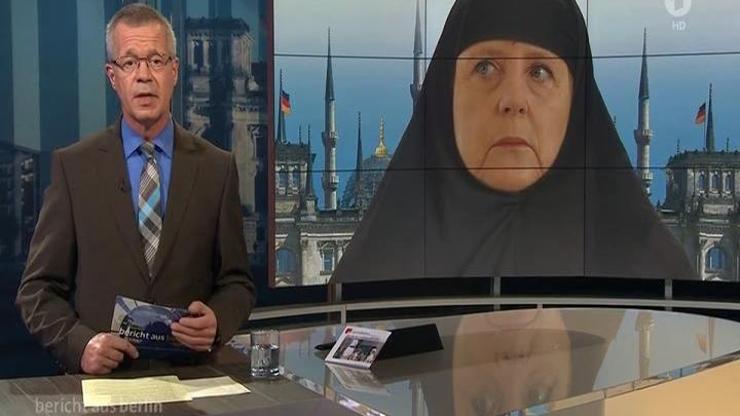 Alman Devlet Televizyonu Merkele kara çarşaf giydirdi