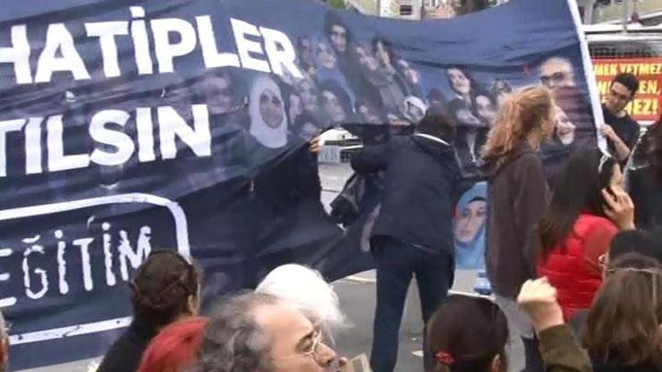 Eylemcilerden pankarta Erdoğan ayarı
