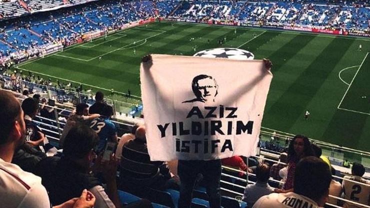 Real Madrid - Bayern Münih maçında Aziz Yıldırım pankartı