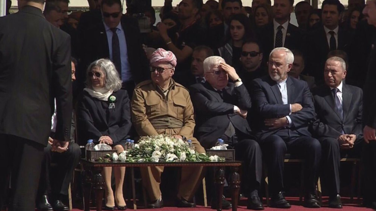 Talabaninin cenazesinde dikkat çeken detay İran Dışişleri Bakanı ve Barzani yan yana