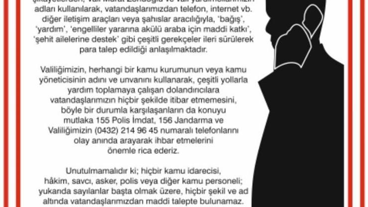 Van Valiliğinden dolandırıcılık uyarısı