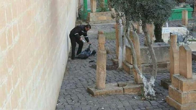 Cami avlusundaki poşetten kesik bacak çıktı