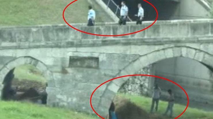 Tarihi köprüdeki restorasyona polis baskını