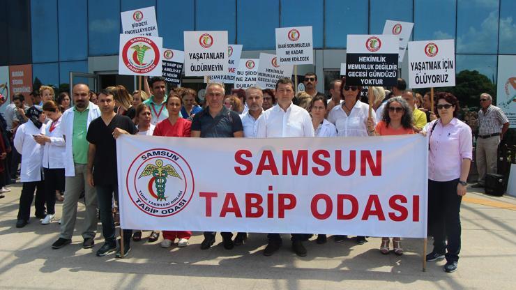 Samsunda sağlıkçılardan şiddete karşı eylem