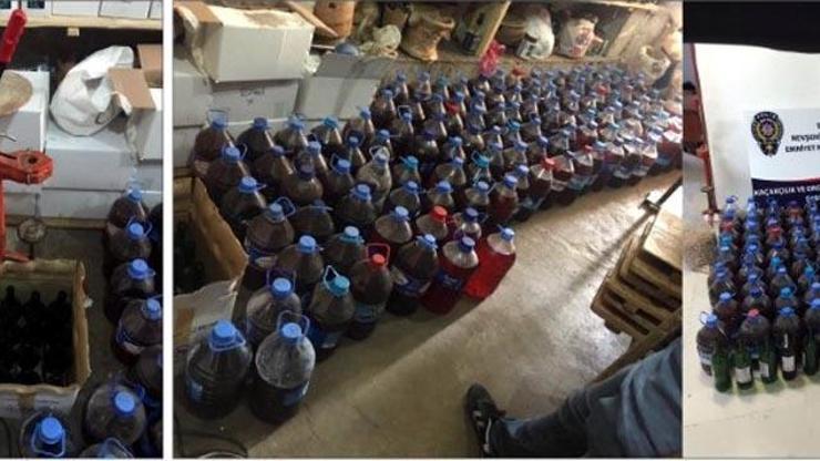 Nevşehirde 600 litre el yapımı şarap ele geçirildi