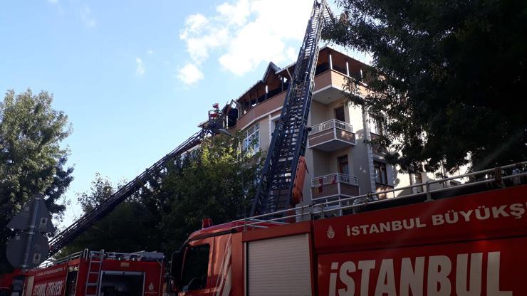 Mangal devrildi, binada yangın çıktı