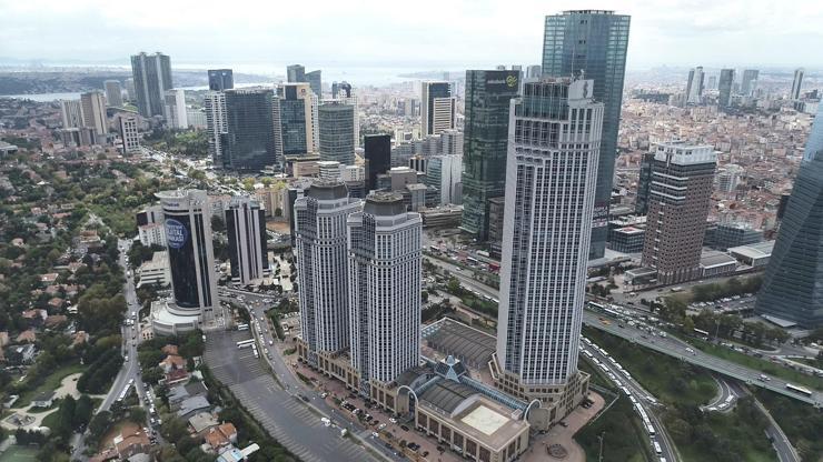 Leventteki İş Kulelerinin havadan fotoğrafları