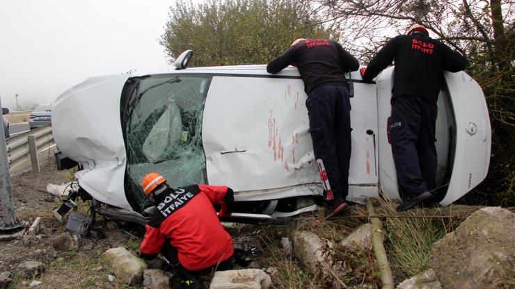 Boluda otomobil takla attı: 2 yaralı