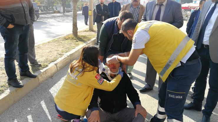Emniyet şeridine takılan bisikletli yaralandı