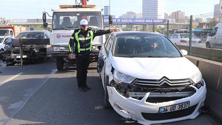 İstanbulda E5te kaza: Uzun araç kuyrukları oluştu