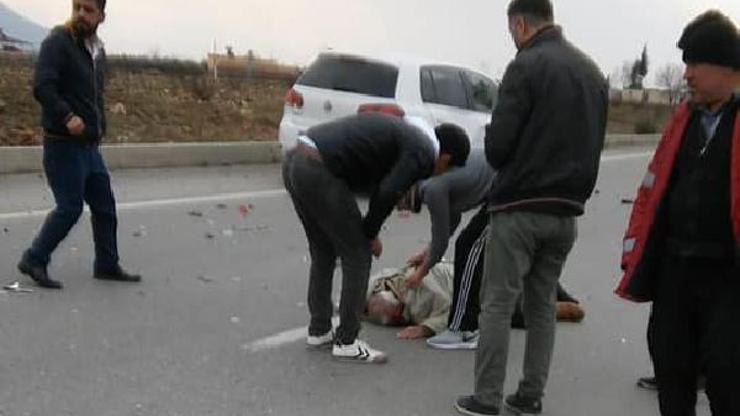Otomobil ile motosiklet çarpıştı:2 yaralı