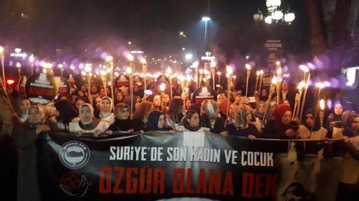Ankarada toplanan yüzlerce kadın, Suriye hapishanelerindeki kadınlar için yürüdü