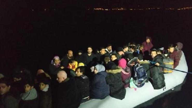 Didimde lastik botta 60 kaçak göçmen yakalandı
