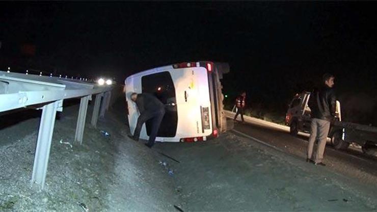 Ankarada yolcu otobüsü devrildi: Yaralılar var