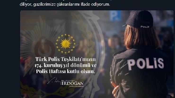Erdoğandan, Polis Haftası mesajı