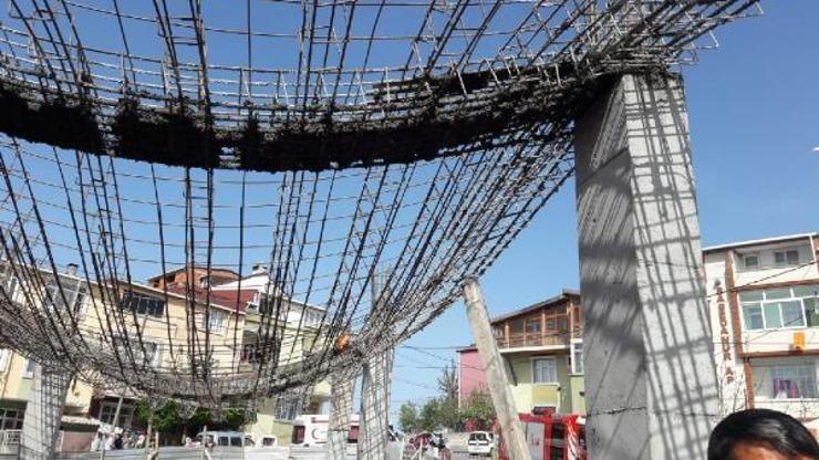 Arnavutköyde beton dökülen inşaatta çökme