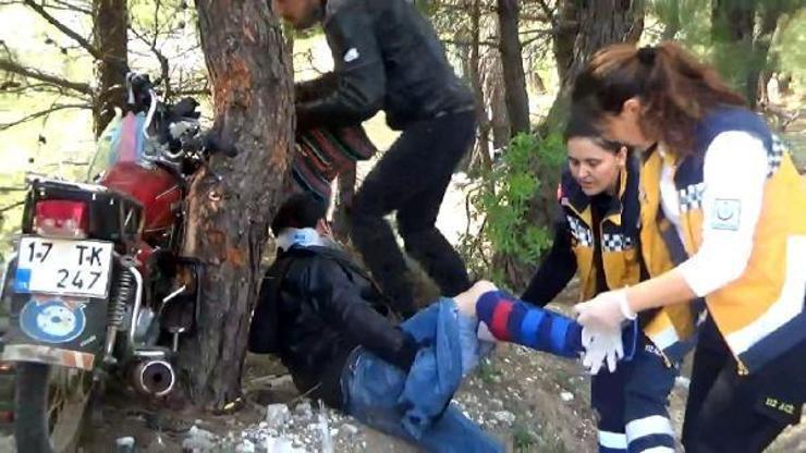 Kazada başında kask bulunmayan anne ağır yaralandı
