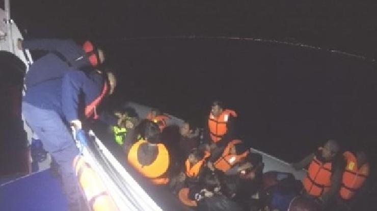 Çanakkalede lastik botta 34 kaçak göçmen yakalandı