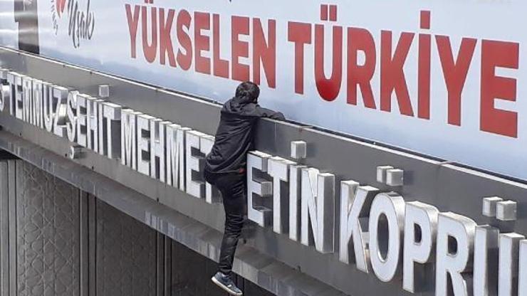 İntihar girişiminde bulunduğu köprülü kavşaktan indirildi, polisten kaçtı