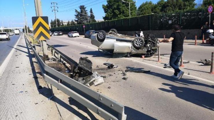 Takla atan otomobilin sürücüsü yaralandı