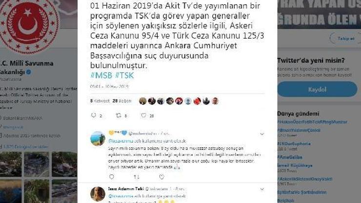 Bakanlıktan, generallere yönelik ifadeler için suç duyurusu