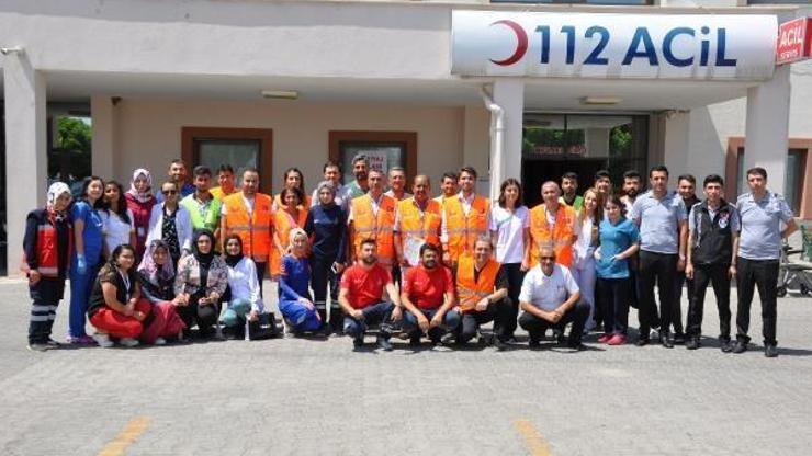 Besni Devlet Hastanesinde afet tatbikatı