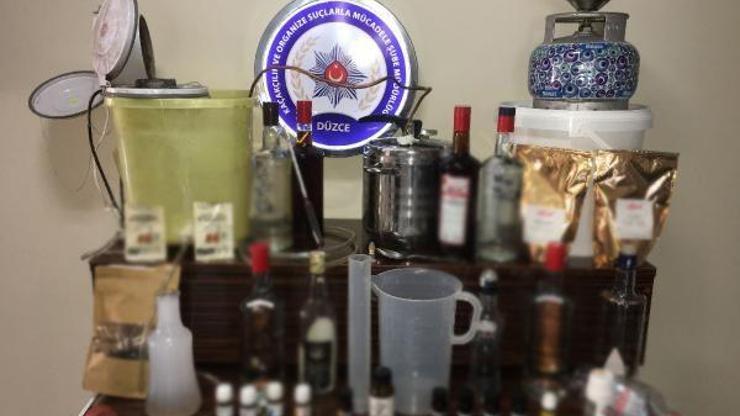Düzcede kaçak içki imalathanesi