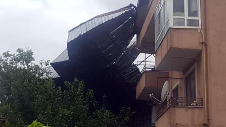 Sapanca’da fırtına çatı uçurdu, ağaçları devirdi