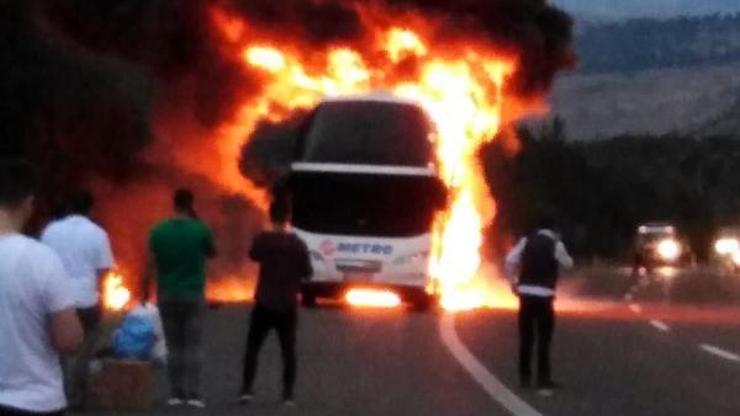 Yolcu otobüsündeki yangın motordan çıkmış