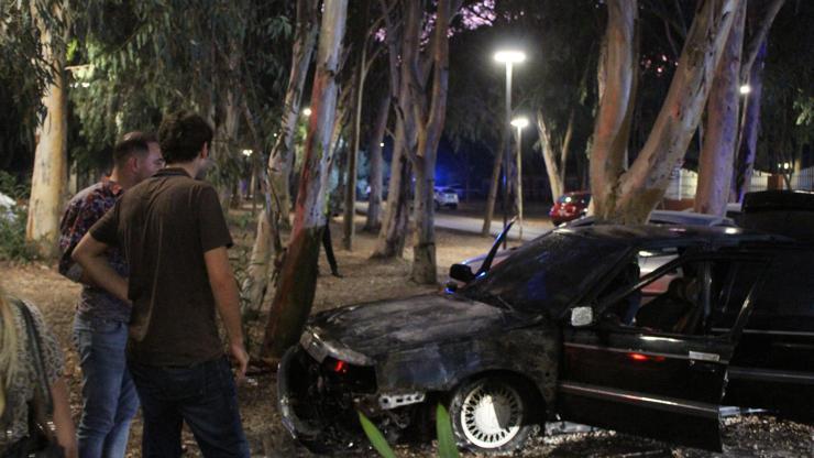 Yeni aldığı araç alev alev yandı