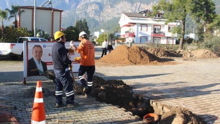 Kemer Göynükte kanalizasyon çalışması