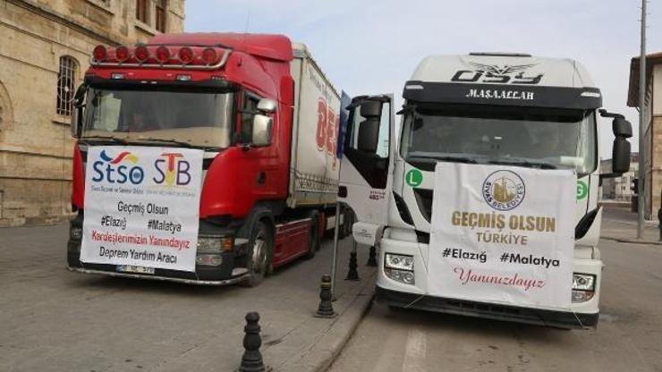 Sivastan deprem bölgesine 2 TIRlık insani yardım
