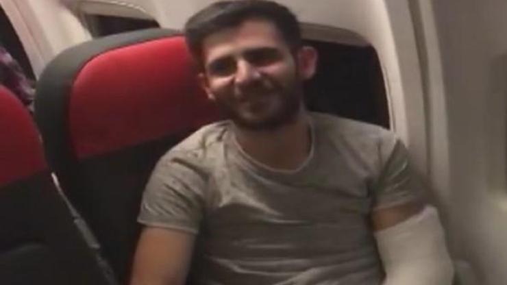 İdlib gazisine uçakta doğum günü kutlaması
