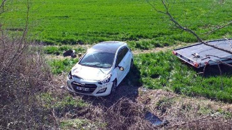 Malkarada takla atan otomobilde 3 kişi yaralandı