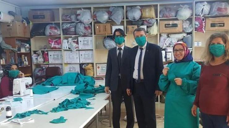 Serikte maske ve önlük üretimine başlandı